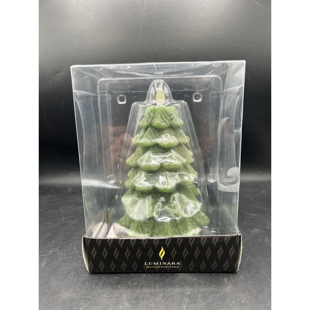Luminara Flameless Christmas Tree Candle Vineyard Green Chalky 6.5" Timer NIB